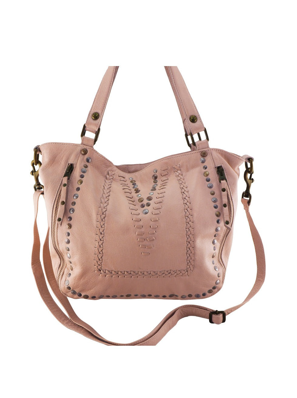 Mila Stitch & Stud Leather Tote | Camel | Pre-Order