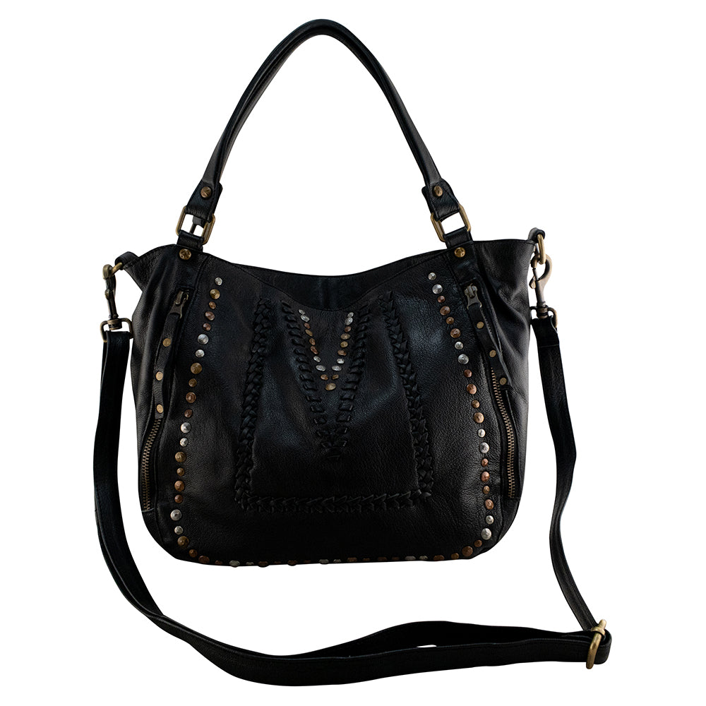 Mila Stitch & Stud Leather Tote | Camel | Pre-Order