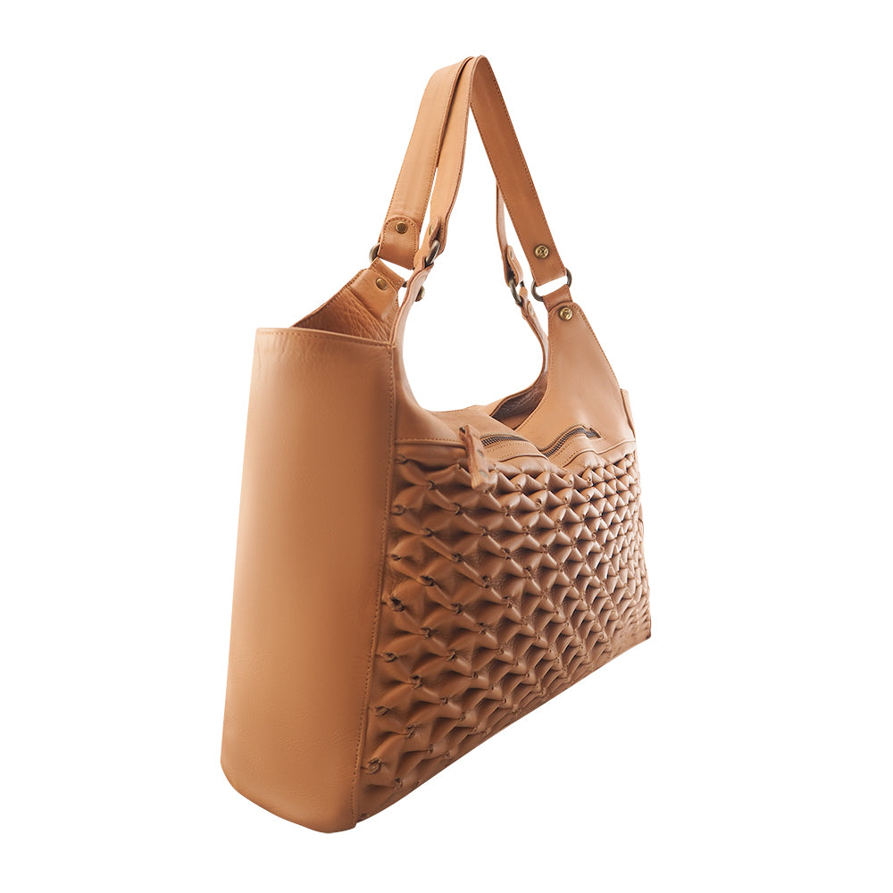 Isla Textured Leather Tote | Camel