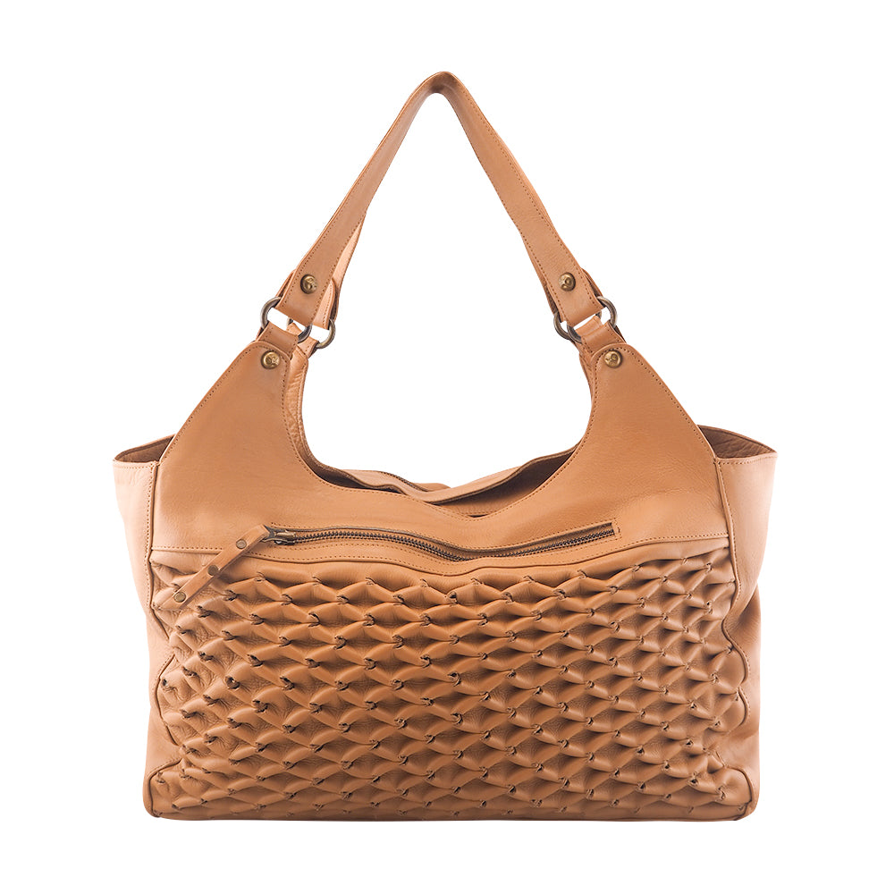 Isla Textured Leather Tote | Camel