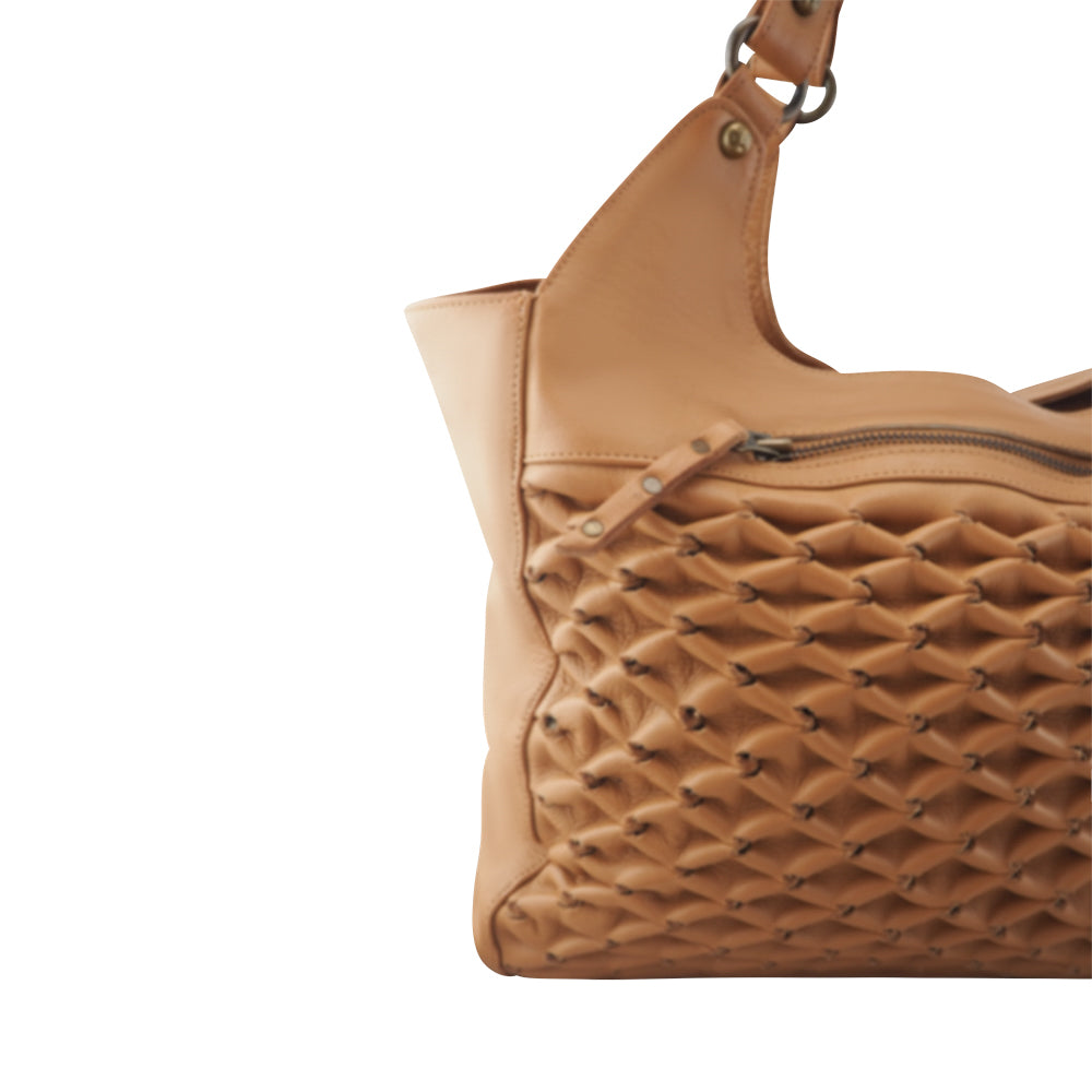 Isla Textured Leather Tote | Camel