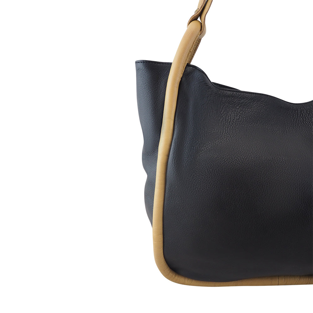 Kimberly Two Tone Handbag | Black/Camel | Pre-Order