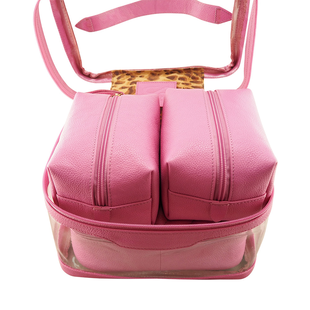 Sophia 4 Piece Travel Makeup Case | Fuchsia