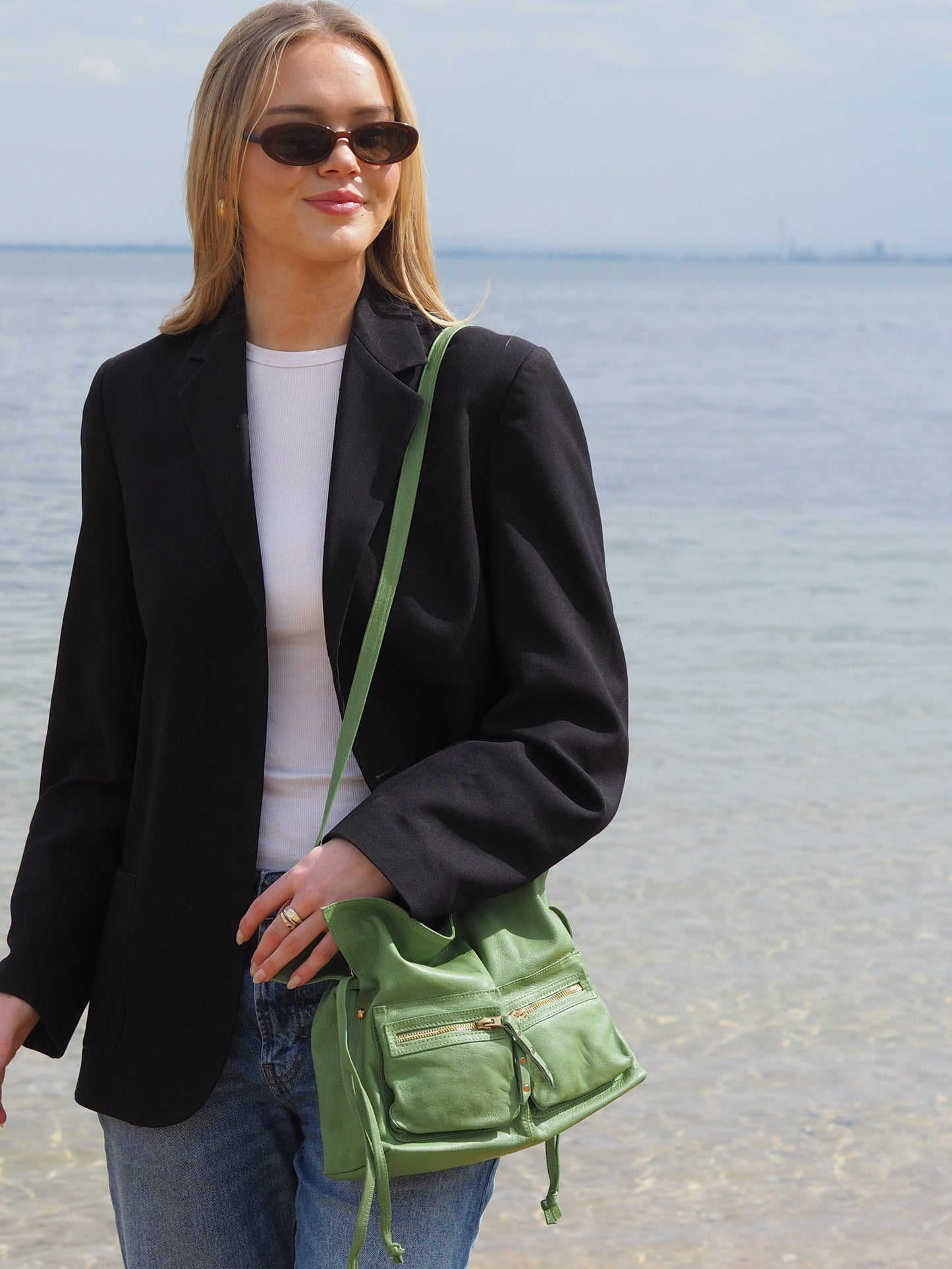Jillian Drawstring Crossbody | Moss Green