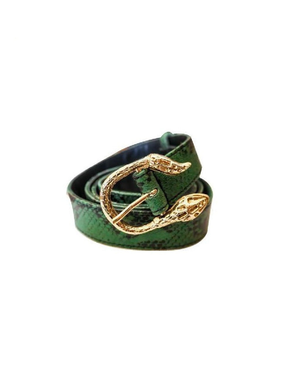 Cairo Leather Belt | Bottle Green Snake Skin