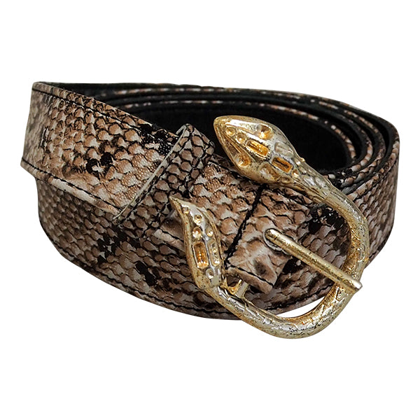 Cairo Leather Belt | Bottle Green Snake Skin