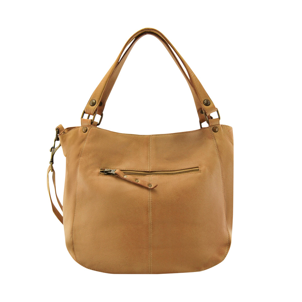 Mila Stitch & Stud Leather Tote | Camel | Pre-Order