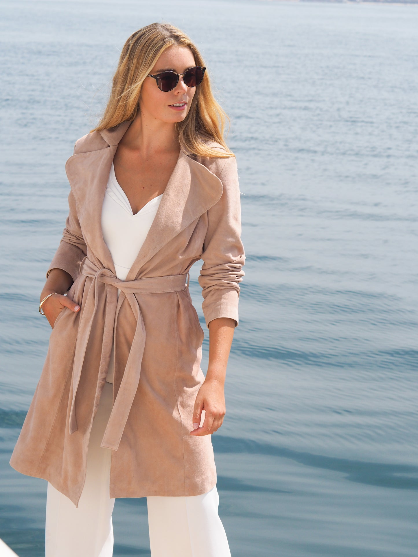 Jene Relaxed Suede Trench | Blossom Pink