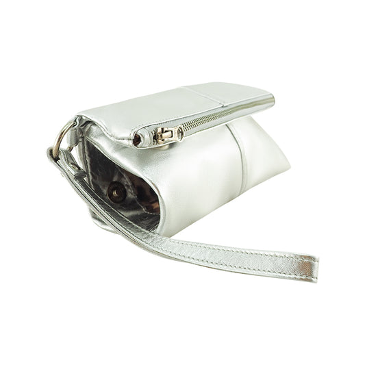 Luna Soft Leather Clutch | Silver Metallic | Pre-Order