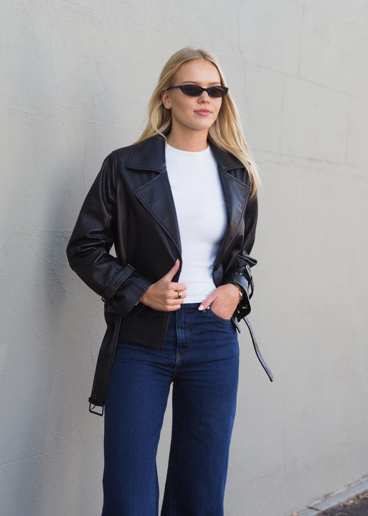 Elyse Oversized Biker | Black