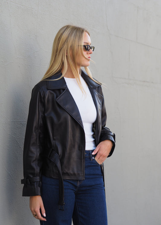 Elyse Oversized Biker | Black