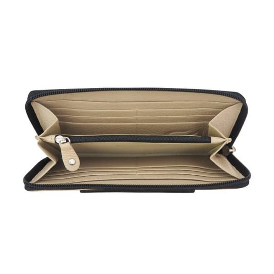 Cadelle Leather Contrast oxford wallet, beige/black, product shot 2