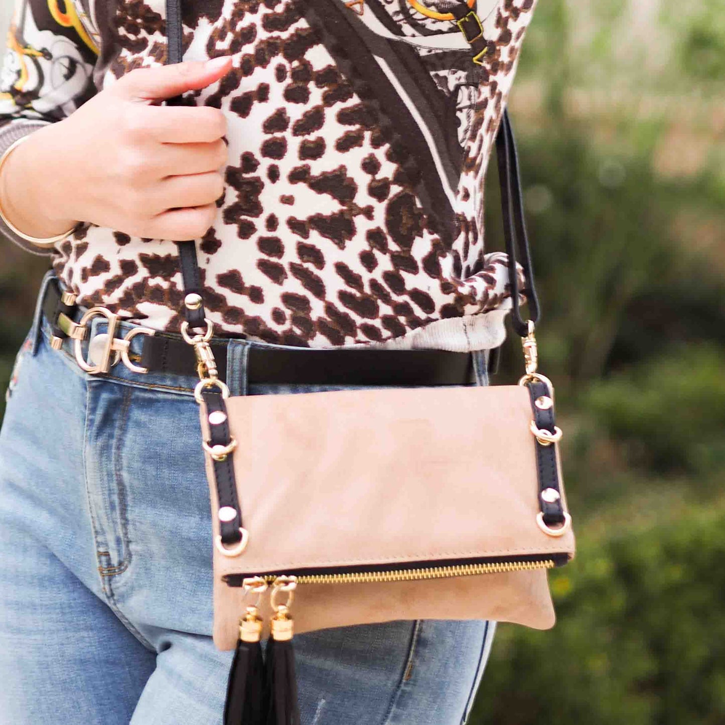 Amalfi Mini Leather Bag | Camel/Black