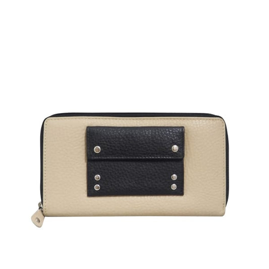Cadelle Leather Contrast oxford wallet, beige/black, product shot 1
