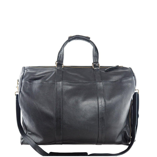 Charlie Unisex Overnighter Leather Bag | Black | Pre-order
