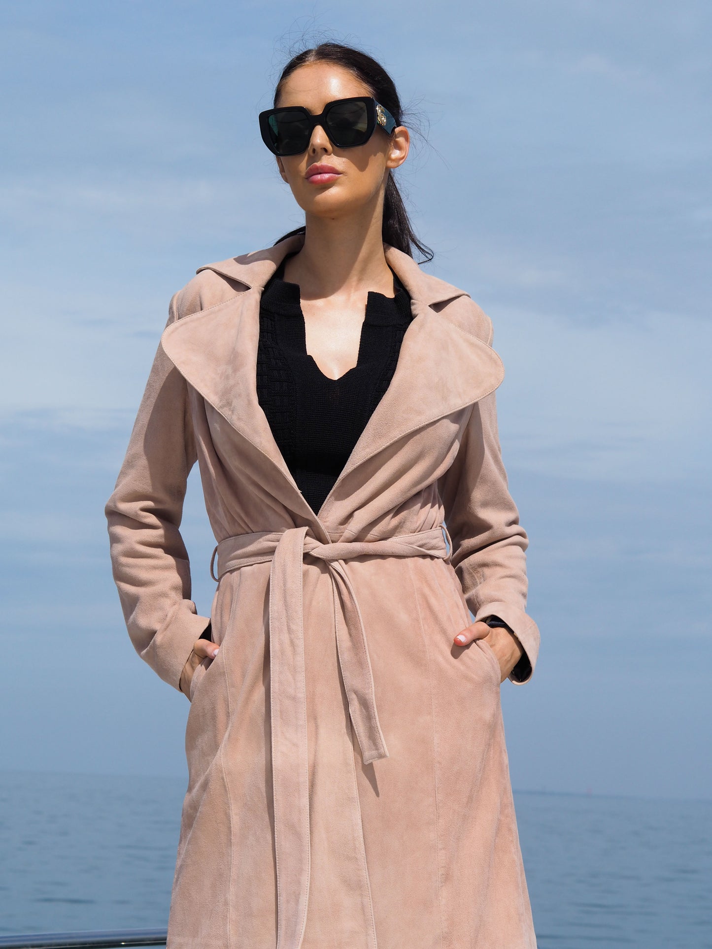 Jene Relaxed Suede Trench | Blossom Pink