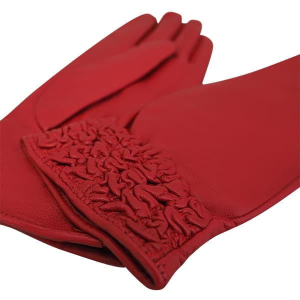 Cadelle Leather Ruched Glove, Red, product image shot 2