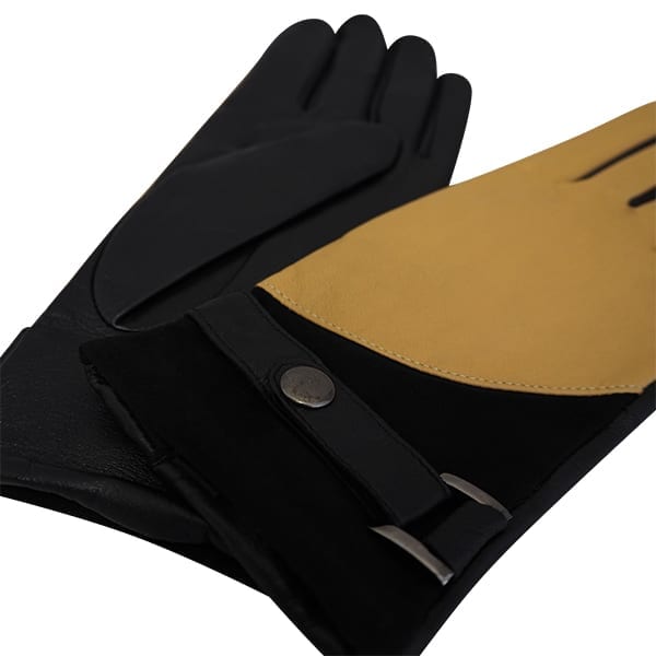 Cadelle Leather Two Tone Glove, Black - Camel, product image shot 2