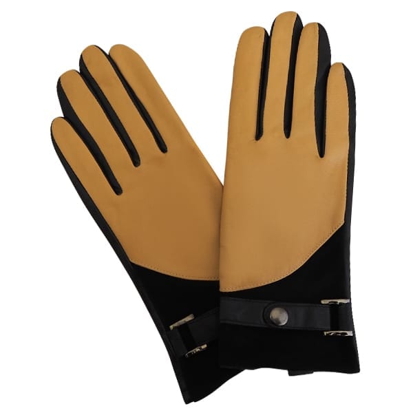 Cadelle Leather Two Tone Glove, Black - Camel, product image shot 3