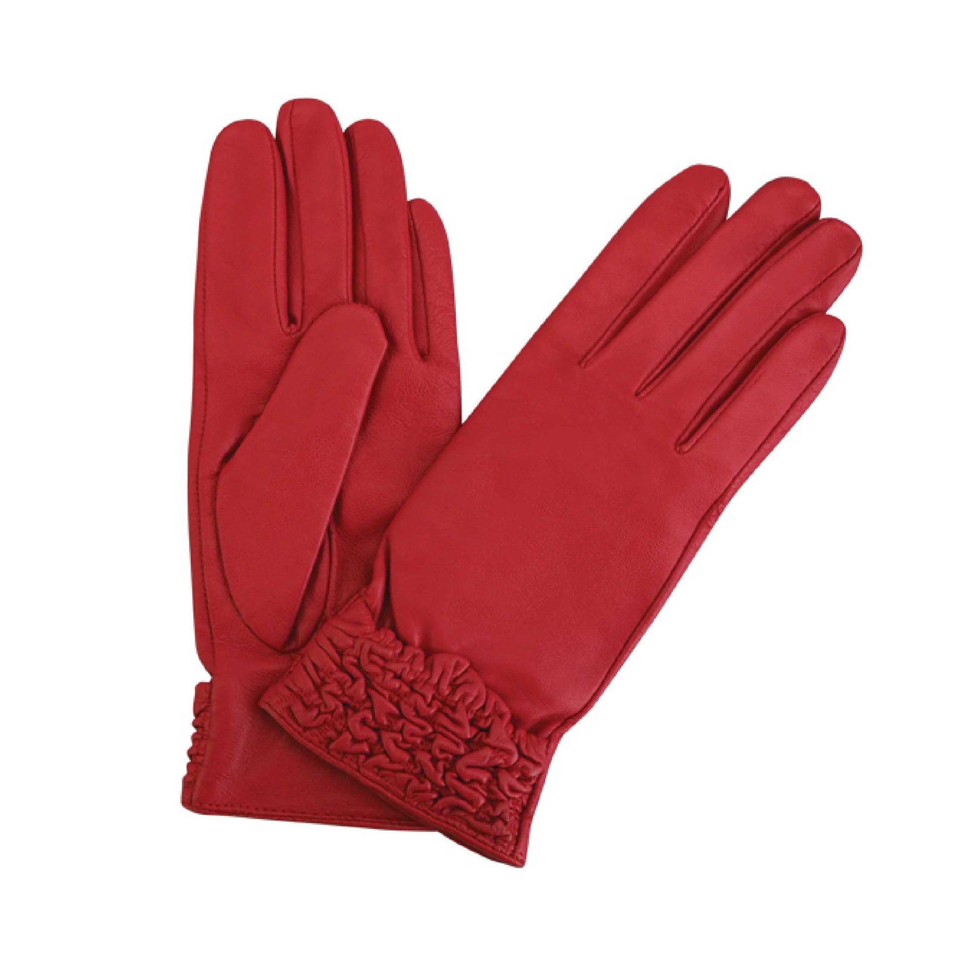 Cadelle Leather Ruched Glove, Red, product image shot 1